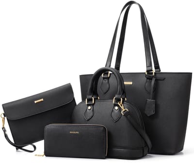 HAUSS SPOLE Dames Handtassen - 4-Delige Dames Handtas Set - Schoudertas En Portemonnee - Combinatie Voor Dagelijks Gebruik - 33cm Ruime Capaciteit - Grote Shopper - Zwart