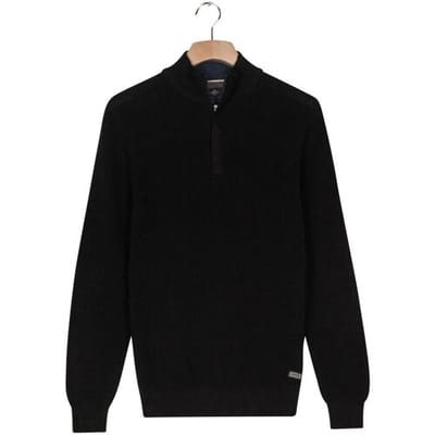 Baileys Trui Uni Color Structure Knit Half Zip Collar Navy / male