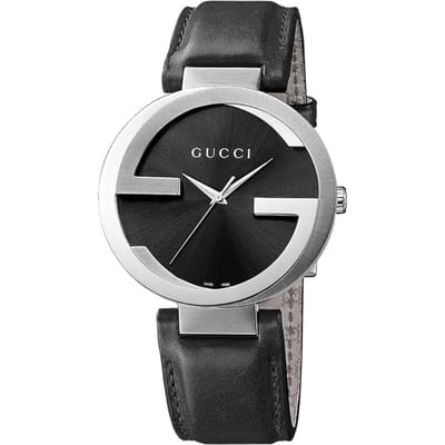 Gucci YA133501 In elkaar grijpende zwarte wijzerplaat dames horloge