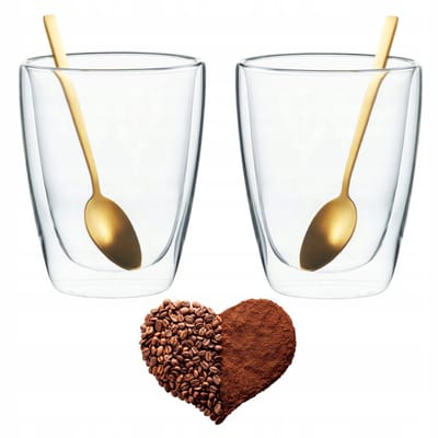 Thermosglazen 375ml met Dubbele Bodem - Set van 2