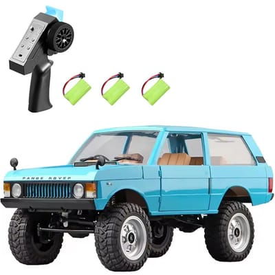 Voiture télécommandée, 1:Chenille télécommandée à l'échelle 12 pour enfants et adultes 2,4 GHz 4 roues motrices rechargeable 3 Battery bleu clair