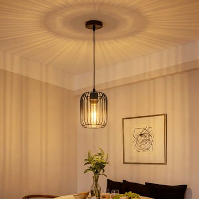 NETTLIFE - E27 Vintage Pendellamp Zwart Eettafel - Glazen Hanglamp - 1 Lichts Industriëel Retro Ontwerp - Binnenkap Van Glas - Voor Eetkamer Keuken Woonkamer - Zonder Lichtbron