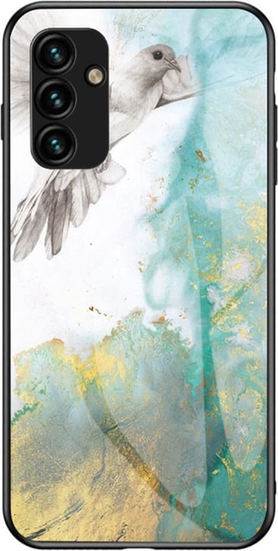 Coverup Hoesje - Geschikt voor Samsung Galaxy A14 Hoesje - Coverup Marble Glass Back Cover - Emerald / Goud