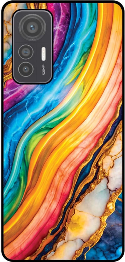 Smartphonica Telefoonhoesje Geschikt voor Xiaomi 12 Lite met Regenboog Goud Marmer Opdruk - TPU Backcover Case Rainbow Gold Marble Design geschikt voor Xiaomi 12 Lite
