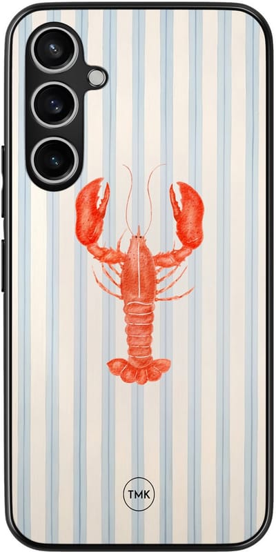Hoesje geschikt voor Samsung Galaxy S23 FE - Kreeft - Blauw - TPU case - Gestreept - Hardcase zwart telefoonhoesje
