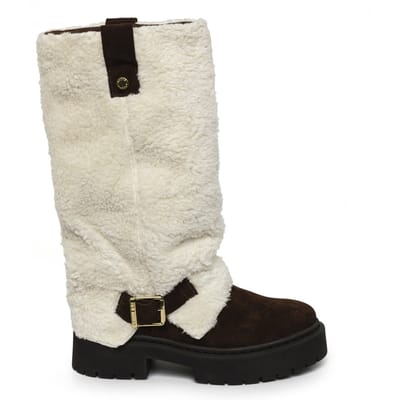 Steve Madden Godiva Boots Beige/dark Brown Maat: 37 | Laarzen Outlet | Dames | Beige
