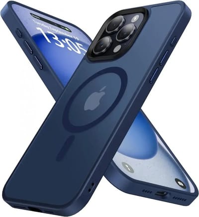 Hoesje Geschikt voor Apple iPhone 15 Pro Max - Compatibel met MagSafe / Qi2 - Matte Beschermhoes - Back Cover met Magneet - Donkerblauw