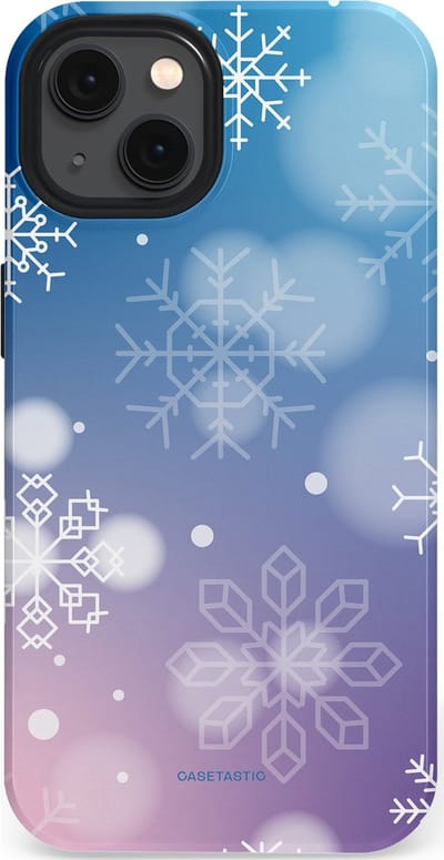 Casetastic hoesje geschikt voor Apple iPhone 13 - MagSafe - Dubbellaagse bescherming - Winterse Sneeuwvlokken - Fashion Case - Lichtblauw Lavendel Lichtgrijs Lichtroze