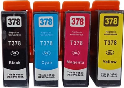 KATRIZ® huismerk ink Epson 1x T378/379XL Zwart + 1x T378/379XL Cyaan + 1x T378/379XL Magenta + 1x T378/379XL Geel | 4 stuks