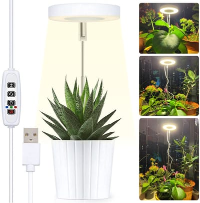 MUPOO Zonlichtgroeilamp voor planten - Full spectrum - in Hoogte Verstelbaar - Automatisch Timer voor 4-8-12 uur - 380nm-800nm - Groei en Bloei - Voor Alle Planten - USB