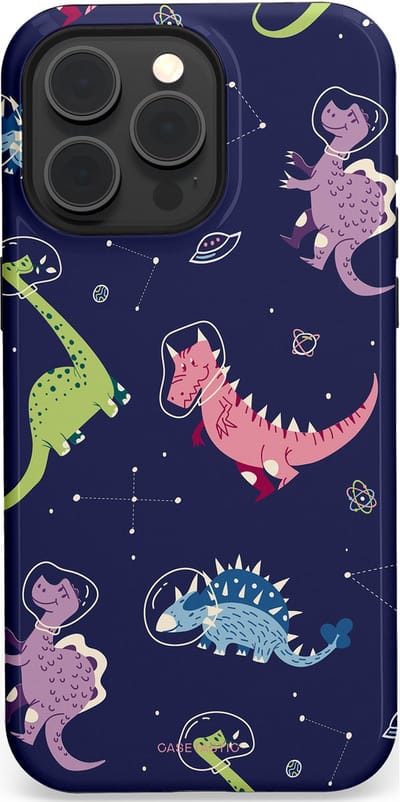Casetastic hoesje geschikt voor Apple iPhone 15 Pro Max - MagSafe - Dubbellaagse bescherming - Rex in de ruimte - Fashion Case - Donkerblauw Donkergrijs
