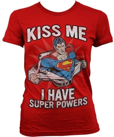 Superman Kiss Me I Have Super Powe , meisjes-T-shirt voor dames, roodrs