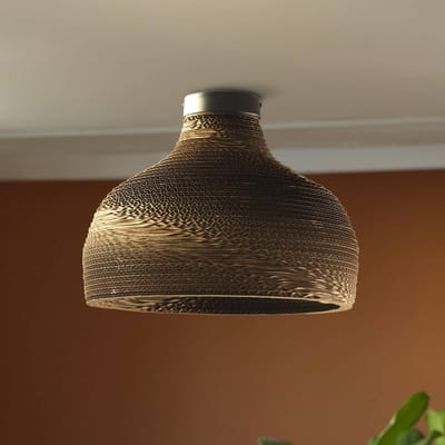 OSRAM plafondlamp Decor Cardboard Hat bruin van golfkarton, lichtgewicht, E27, 360 mm diameter, lampenkap van gerecycled materiaal, duurzaam dankzij vervangbare lichtbron, eenvoudig te installeren
