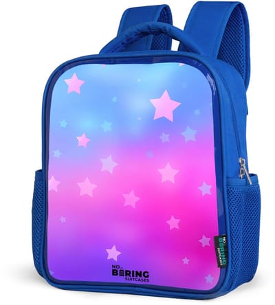 NoBoringSuitcases.com® - Rugzak blauw - Schooltas jongens - Sterren - Roze - Blauw - Kinder rugtas jongen - Boekentas kind - Kinderrugzak voor school - Schoolrugzak