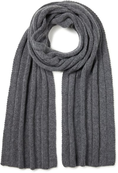FALKE Scarf in Rib sneldrogend warm kasjmier wintersjaal unisex grijs - maat ONESIZE