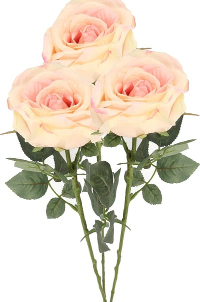 Top Art Kunstbloem roos Nova - 3x - lichtroze - 75 cm - kunststof steel - decoratie bloemen