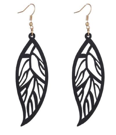 Zilveren oorhangers Cadier hout zwart goudkleurig -Charme Bijoux