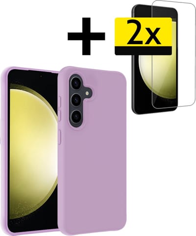 Hoesje - Met 2x Screenprotector - Geschikt voor Samsung Galaxy S23 FE - Sterk & Shockproof - Back Cover - Siliconen Case - Telefoon Hoes - Telefoonhoesjes - Lila