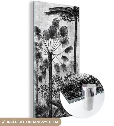 MuchoWow® Glasschilderij 60x120 cm - Schilderij acrylglas - Design - Bomen - Natuur - Planten - Botanisch - Foto op glas - Schilderijen