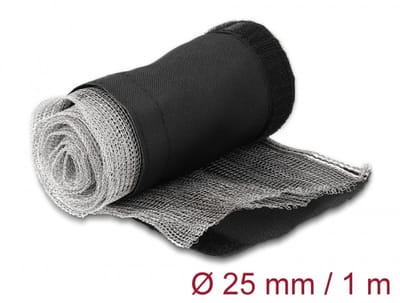 Delock EMI Shielding braided sleeve with hook-and-loop fastener heat resistant 1 m x 25 mm black