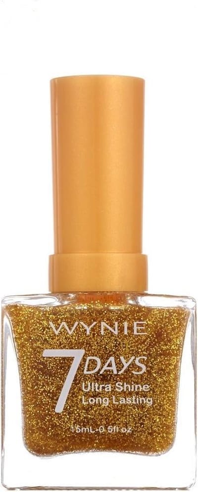 Wynie - Nagellak 7 Days Ultra Shine Long Lasting - Transparant met gouden glitters - 1 flesje met 15 ml inhoud - Nummer 704