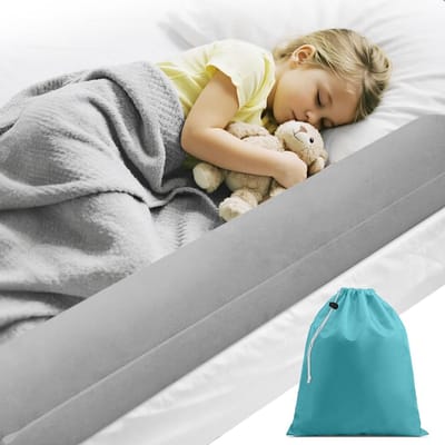 Bedhek voor kinderen - Valbescherming bed - Veilig slapen - Opblaasbaar en draagbaar - 130 cm lengte - Universeel grijs