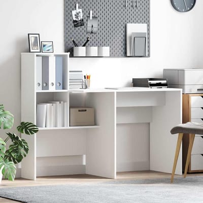 vidaXL - Bureau - Wit - Bewerkt - hout - 131,5 - x - 50 - x - 106,5 - cm