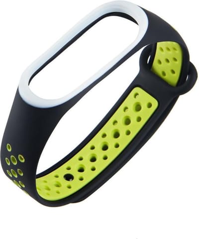 KELERINO. Siliconen bandje geschikt voor Xiaomi Mi Band 3 / 4 - Zwart / Groen