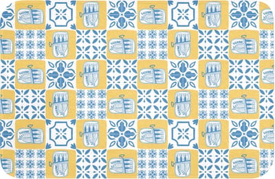 WC mat 60x40 cm - Antislip - Patroon - Tegel - Geel - Blauw - Toiletmat - Vloermat - Douchemat - Toilet tapijt - Toiletmatten