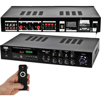 Amplificateur audio stéréo Hi-Fi DNA Ampli 5.0 avec Bluetooth, USB, carte SD, FM et entrée auxiliaire, télécommande.