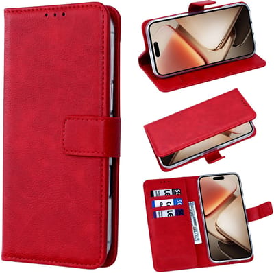 Casemania Hoesje Geschikt voor Samsung Galaxy A17 5G - Rood - Portemonnee Bookcase met Pasjeshouder en Standaardfunctie