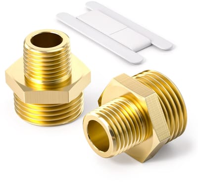 2 Stuks 1/2" Man Naar 1/4" Man BSP Draad Messing Hex Bus Verminderen Connector Voor Pijp Aansluiten Conversie