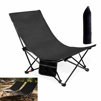Meedeer Campingstoel-Strandstoelen-Opvouwbaar-Breed oppervlak-120KG Draagkracht-Vier versnellingen-Lichtgewicht-Met Draagtas-Zwart