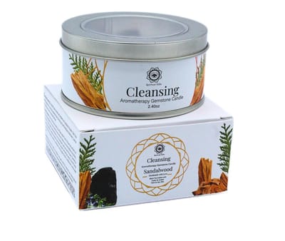 Green Tree - Edelsteen - Geurkaars - Gemstone Candle - Cleansing - Zwarte toermalijn - Sandalwood - 70g
