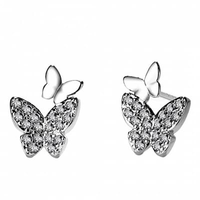 Zilveren oorbellen - twee vlinder - Charme Bijoux