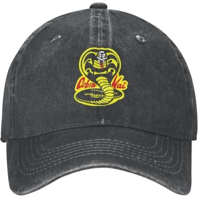 Casquette de Baseball Hip Hop Chapeau Réglable Cobra Kai The Karate Kid Casquette Printemps Automne Chapeaux Serpent Karaté Dojo Anime Denim Casquette Adjustable gray