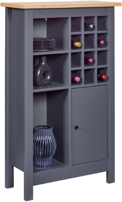 Interlink Nellina Wijnkast – Antraciet/Eiken Ambacht – 12 Flessen – 77 x 33 x 124 cm