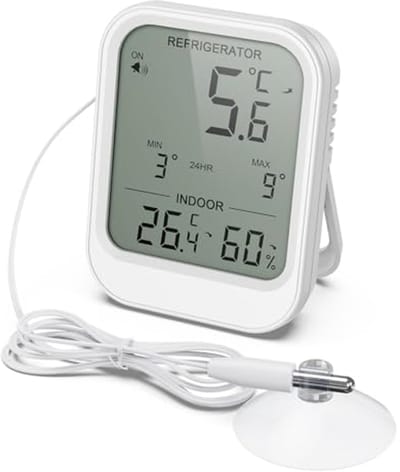 Digitale Koelkastthermometer met Waterdichte Sonde en Temperatuuralarm voor Koelkast, Vriezer en Aquarium
