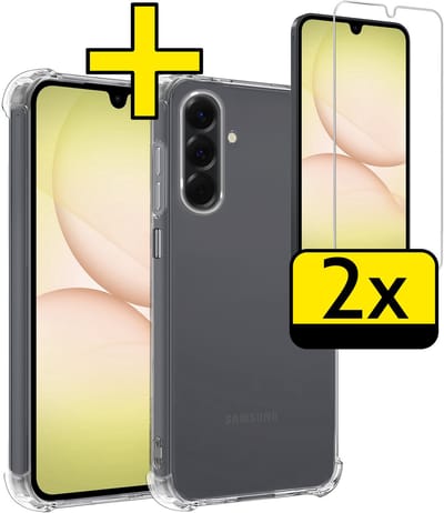 Hoesje - Met Screenprotector - 2 Stuks - Geschikt voor Samsung Galaxy A17 - Sterk & Shockproof - Siliconen Case - Back Cover - Telefoon Hoes - Shock Proof - Telefoonhoesjes - Transparant