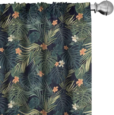 ABAKUHAUS Palme Voorhangen – 2x75x175 cm – microvezel – multikleur