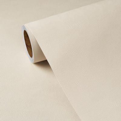 Zelfklevend Behang Beige Crème voor Slaapkamer, Waterdichte Wandfolie voor Woonkamer en Badkamer, 90x500CM, Meubelfolie met Textuur