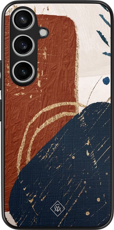 Casimoda® hoesje - Geschikt voor Samsung Galaxy A35 5G - Abstract Terracotta - Zwart TPU Backcover - Geometrisch patroon - Multi