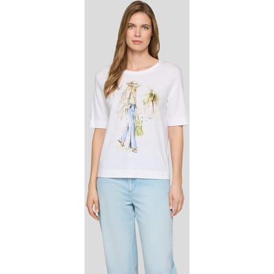 Casual shirt met een motief voor - wit - Gr. 38 van Goldner Fashion