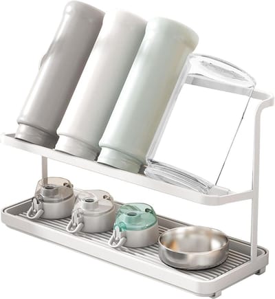 Allecto Plus - Afdruiprek voor babyflessen en glazen - Antislip droogstandaard - Geschikt voor diverse koffiekopjes - Inclusief 2 schuine tablets