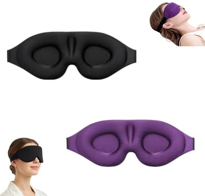 2 stuks - oogmasker - Luxe Slaapmasker - 3D Ergonomisch - Zwart - Paars - Verduisterend Oogmasker - 360° - Ademend Traagschuim - voor Mannen, Vrouwen en Kinderen - Oogmasker Slaap
