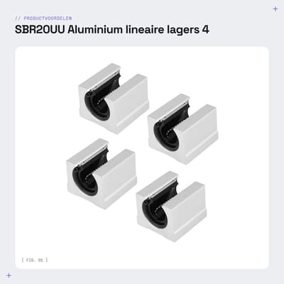 Dailygoods- Lineaire Lager SBR20UU - 4 Stuks - Aluminiumlegering - Binnendiameter 20 mm - Buitendiameter 39 mm - Dikte 11 mm