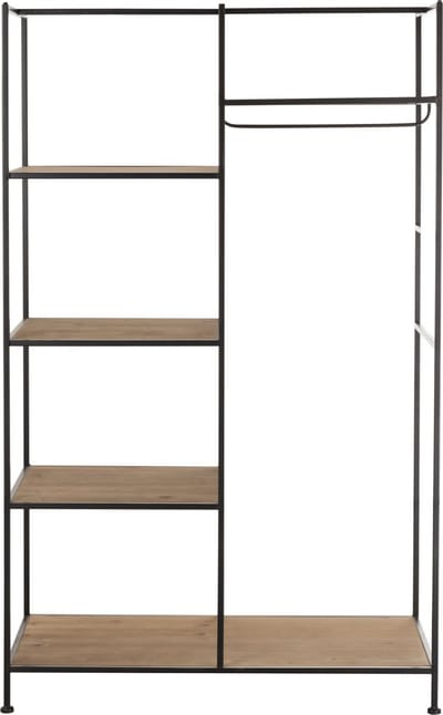J-Line rek Textiel - metaaal/hout - zwart/naturel