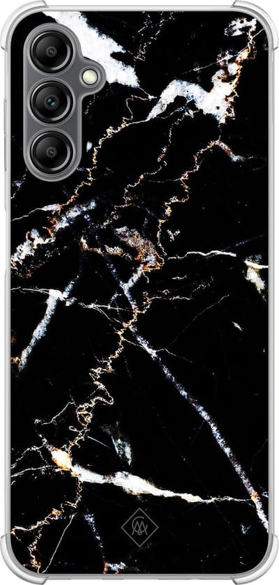 Casimoda® hoesje - Geschikt voor Samsung Galaxy A14 5G - Marmer Zwart - Shockproof case - Extra sterk - TPU/polycarbonaat - Zwart, Transparant