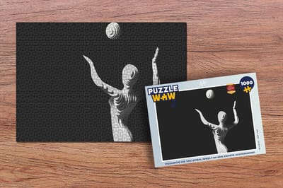 Puzzel Figuurtje die volleybal speelt op een zwarte achtergrond - Legpuzzel - Puzzel 1000 stukjes volwassenen