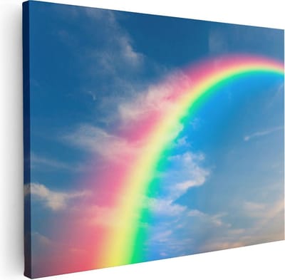 Artaza Canvas Schilderij Regenboog - 40x30 cm - Klein - Wanddecoratie Wolken - Muurdecoratie Natuur - Kamer Accessoires